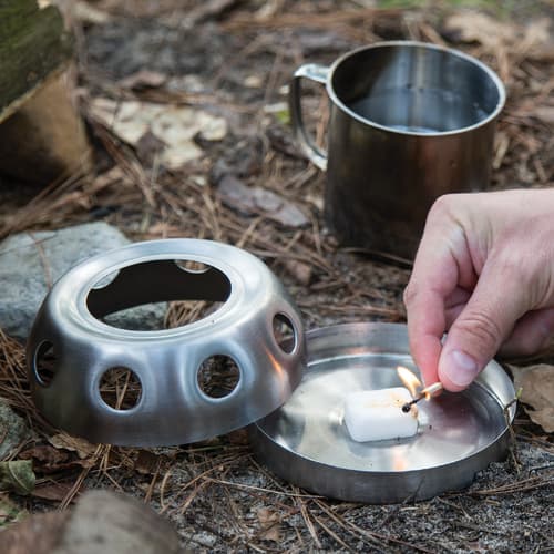 Trailblazer Solid Fuel Camping Stove - Galvanized Steel, Lightweight, Circular Design, Two-Piece Construction