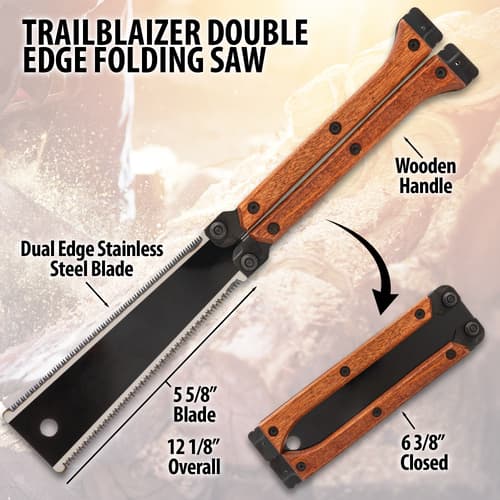 Trailblazer double edge folding saw with specs