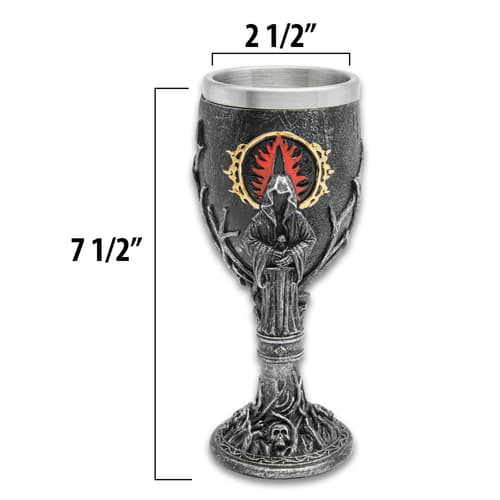 The dimensions of the goblet shown