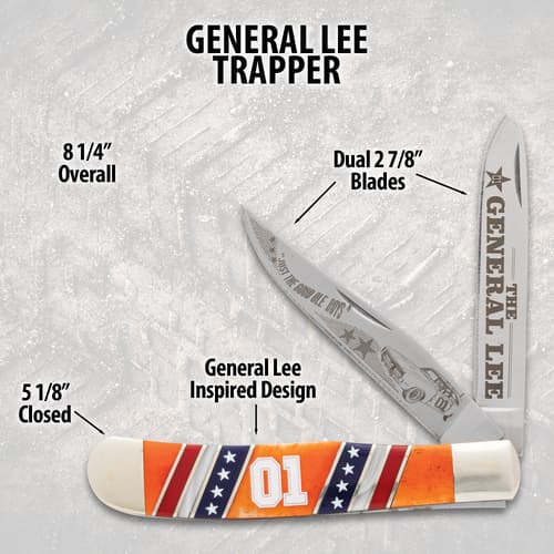 Diagram of 'General Lee Trapper' knife with measurements