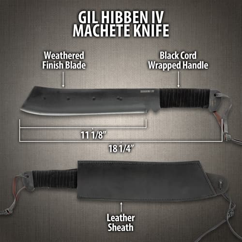 Rambo 4 Gil Hibben IV Machete Knife Length Diagram length 11 1/8 inches overall length 18 1/4 inches