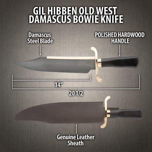 Gil Hibben Old West Bowie Knife Damascus