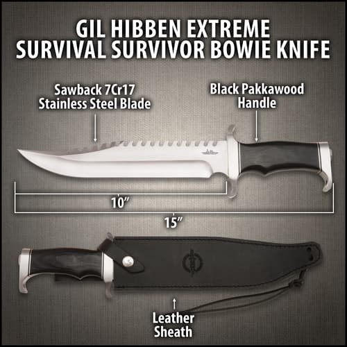 Gil Hibben Extreme Survival Survivor Bowie Knife With Sheath