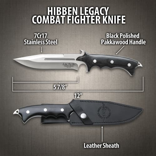 Hibben Legacy Combat Fighter Knife with Leather Sheath