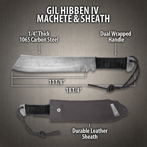 Machete and sheath with specifications and features