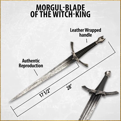 Morgul-blade with measurements and labeled features