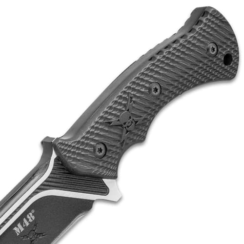 M48 Liberator Sabotage II Combat Knife With Sheath - Cast Stainless Steel, Black Oxide Coating, Layered G10 Handle - Length 13 1/2”