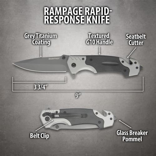 Diagram of Rampage knife features and dimensions