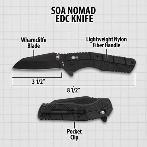 SOA Nomad EDC knife with measurements and features