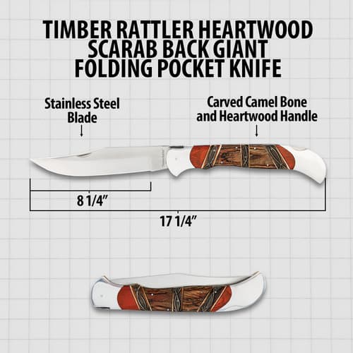 Diagram of folding knife with measurements and material details