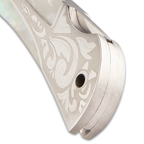 Timber Wolf Gentleman’s Pearl Pocket Knife - Lock Back, Stainless Steel Blade, Genuine Pearl Inlays, Nickel Silver Bolsters