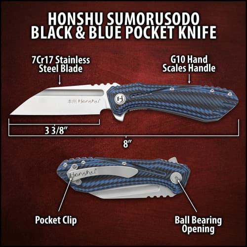 Dimensions of the pocket knife.