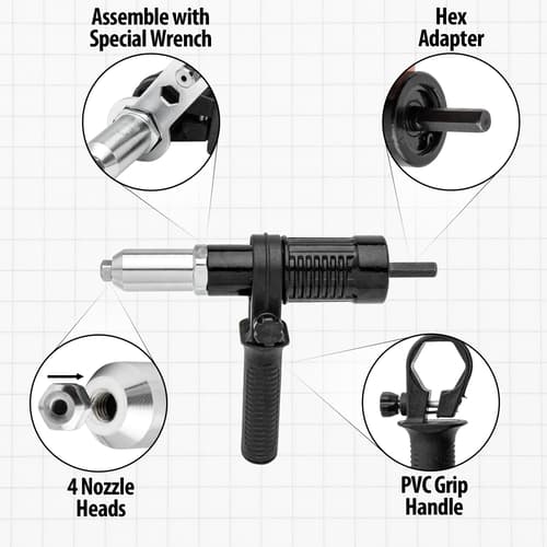 All of the features of the Disturbed Tools Rivet Gun Adapter