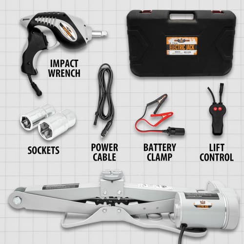 Details and features of the Electric Jack & Impact Wrench.