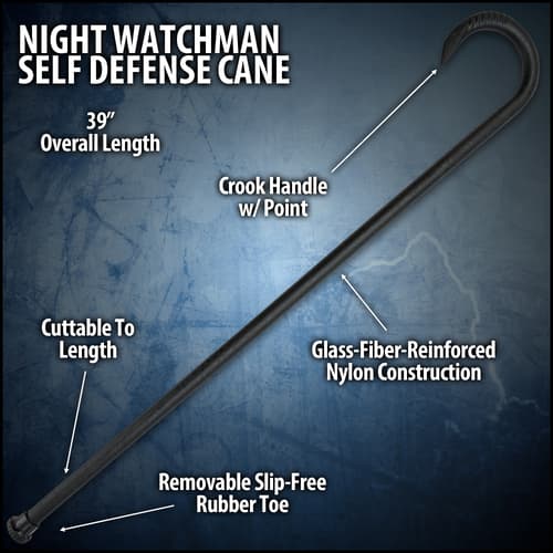 Night Watchman Adjustable Self Defense Cane - Virtually Indestructible