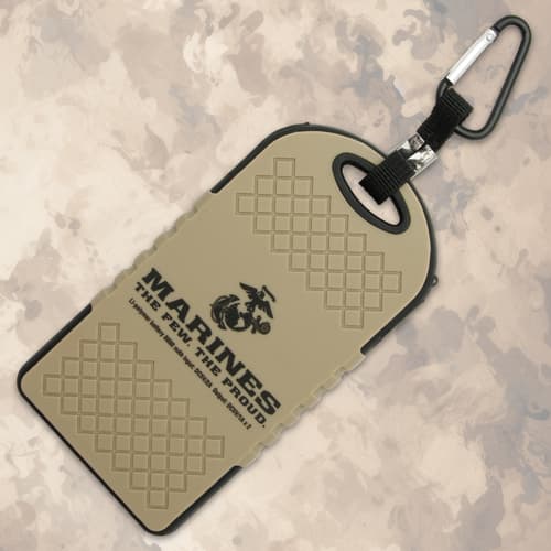 Back view of solar power bank with Marines logo