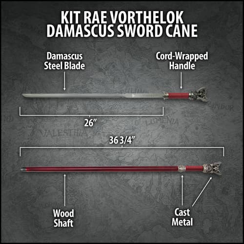 Vorthelok Folded Damascus Sword Cane