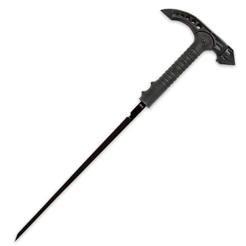 The SK5 carbon steel black-coated blade is 17”.