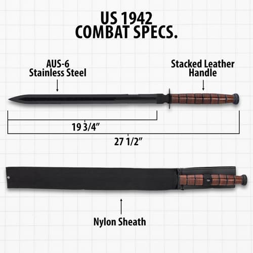 The 27 1/2” overall sword can be carried and stored in the included black, nylon shoulder sheath with adjustable strap