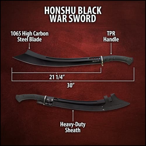 Honshu War Sword With Sheath - Black