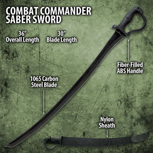 The 1065 carbon steel blade with black hard coating is shown piercing through a piece of material.