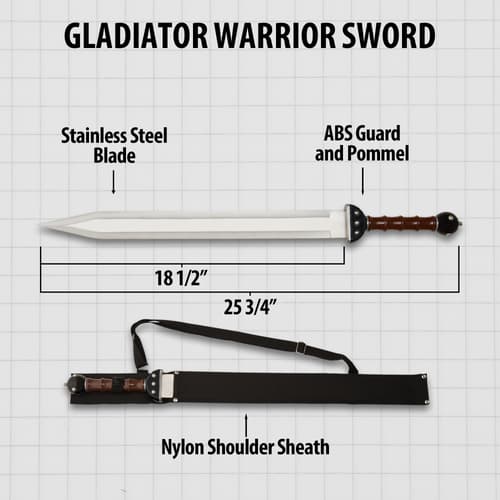 Diagram of gladiator sword with measurements
