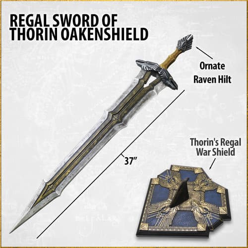 Regal sword and shield with detailed labels