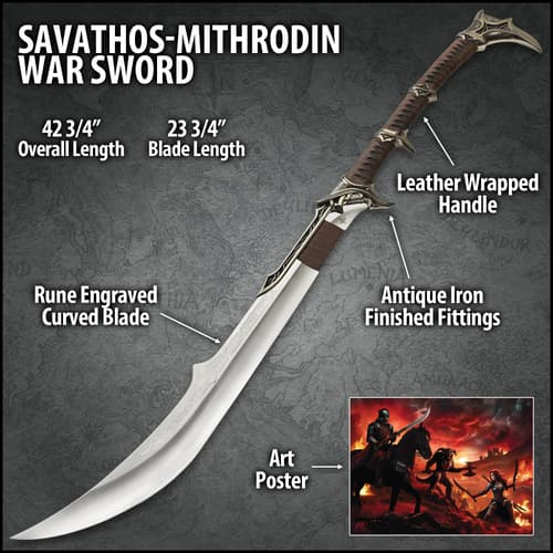 Showing the dimensions of the sword