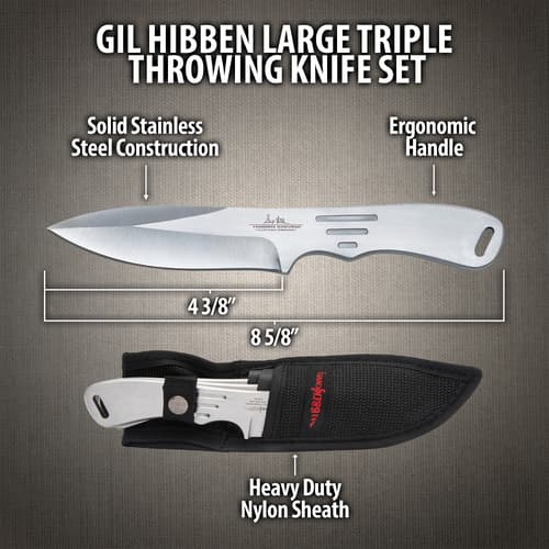 Gil Hibben Large Triple Throwing Knife Set