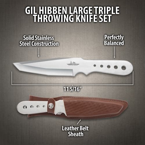 Gil Hibben Large Triple Throwing Knife Set