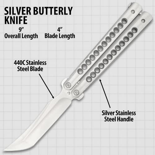Classic Silver Butterfly Knife Specifications