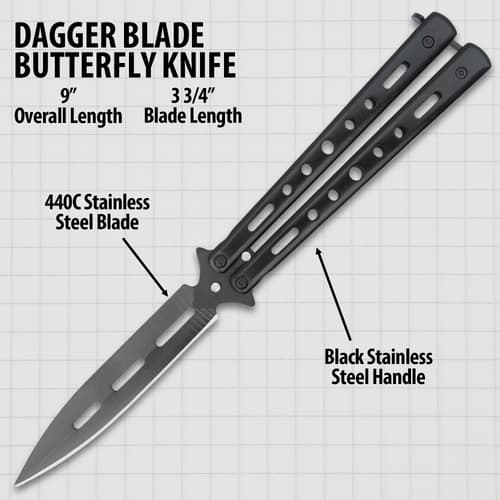 Dagger Blade Butterfly Knife Specifications