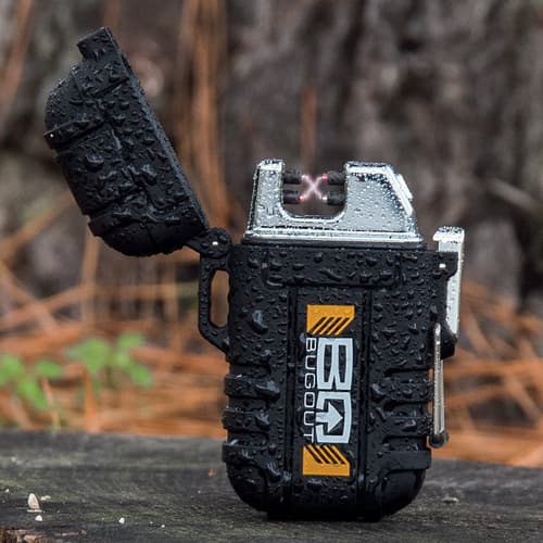 The arc lighter is a fuel-free, flame-free firestarter that allows for quick and easy firestarting, requiring no adjustments for weather
