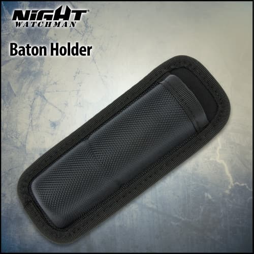 Black baton holder on a textured background