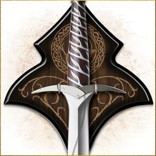 A mounted display of Orcist's sword.