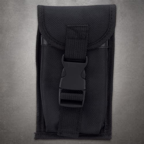 Black nylon pouch with buckle closure