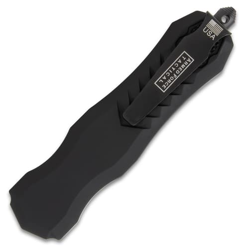 The OTF pocket knife's pocket clip