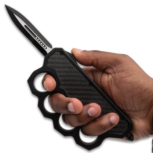 Carbon OTF Knife in hand