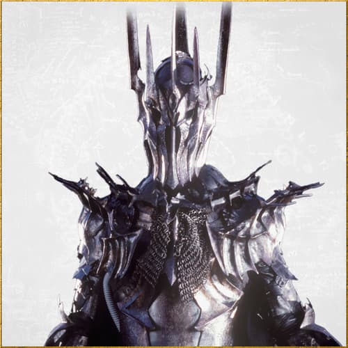 Armored figure with spiked helmet and shoulder plates