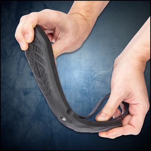Night Watchman Blackjack Slapper - Solid TPR Rubber Construction, Molded Texture, Genuine Leather Handle Strap - Length 10”