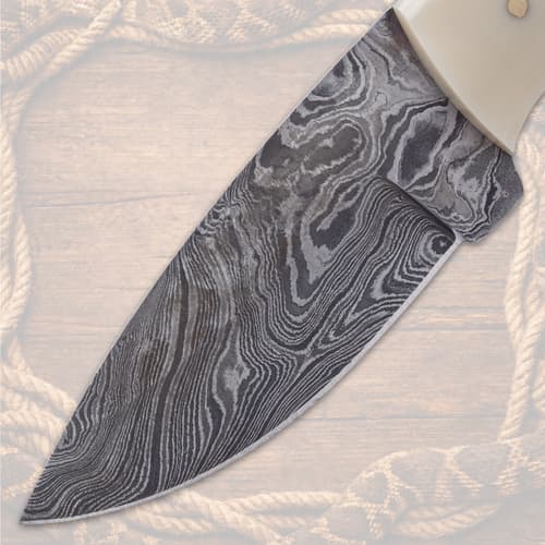 Close-up of Damascus steel blade pattern