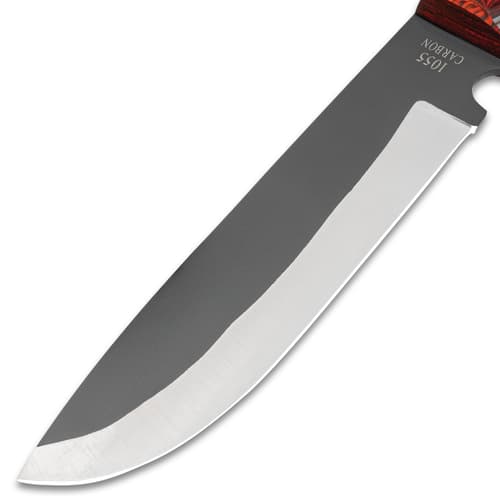 A close-up view of the bowie knife blade