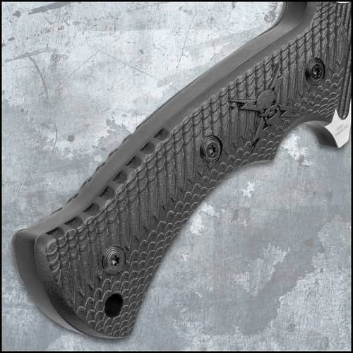 M48 Liberator Sabotage II Combat Knife With Sheath - Cast Stainless Steel, Black Oxide Coating, Layered G10 Handle - Length 13 1/2”