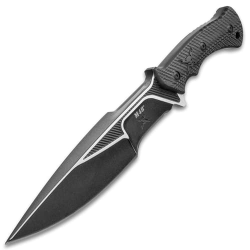 M48 Liberator Sabotage II Combat Knife With Sheath - Cast Stainless Steel, Black Oxide Coating, Layered G10 Handle - Length 13 1/2”
