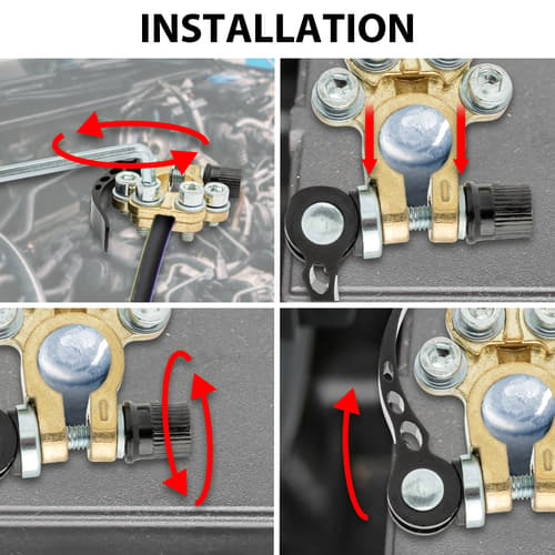 Full image showing the installation process of the Battery Terminals.