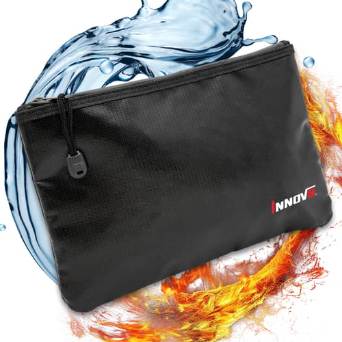 Full image of the Fireproof Bag with water and fire in the background.