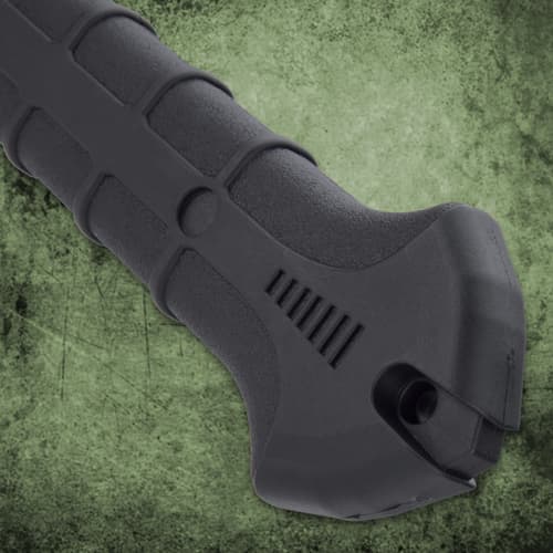 The 40” overall length sword can be carried in its nylon sheath with an adjustable, quick-release shoulder harness