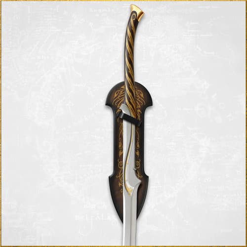 Sword mounted on a decorative wall display plaque