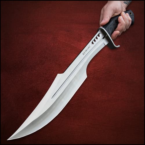 Honshu Spartan Sword And Sheath - 7Cr13 Stainless Steel Blade, Grippy TPR Handle, Stainless Steel Guard - Length 23”