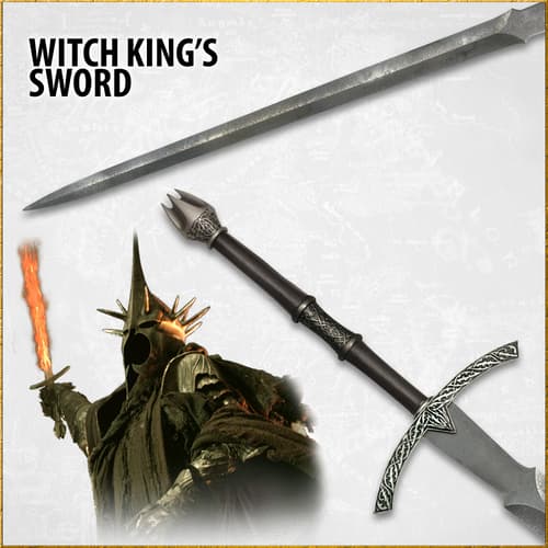 Witch King's sword with character in dark armor